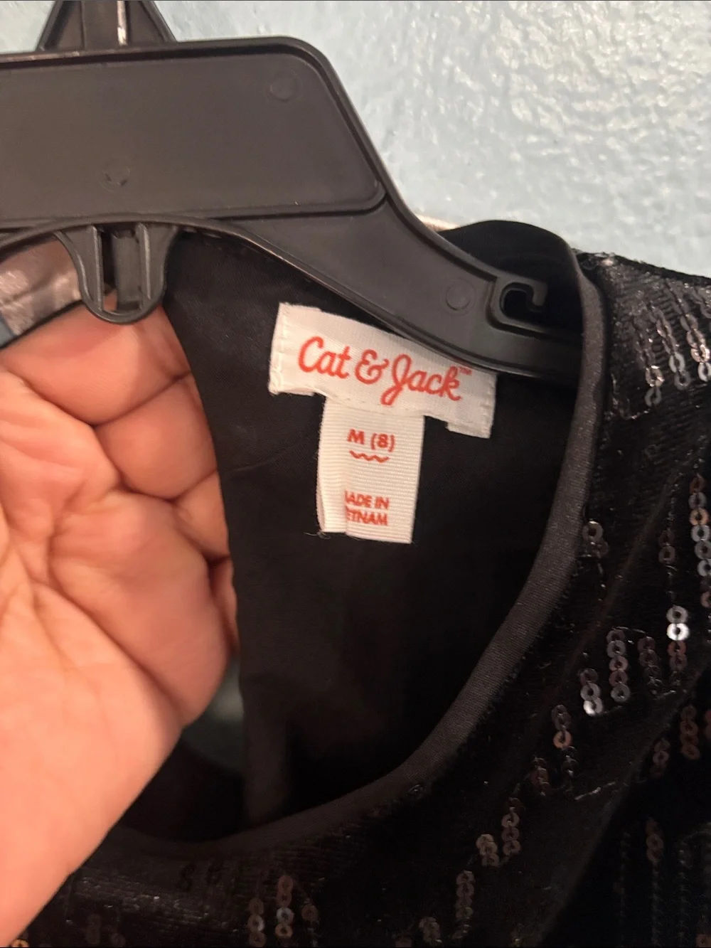 Cat & Jack Black Sequin A-Line Short Sleeve Dress